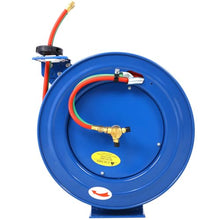 HOYOC Retractable Welding Hose Reel, 1/4 Inch x 100 Foot Twin Oxygen Acetylene Rubber Hoses Max 200PSI, Heavy Duty Industrial Single Arm Construction for Workshops & Garages,1/4 Inch x 100 Foot