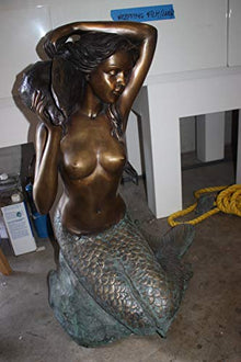 Nifao Mermaid Nude Art Figurine Medium Bronze Fountain, 26"L x 18"W x 36"H