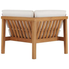 Afuera Living 3-Piece Patio Sectional Sofa, Solid Teak Wood, Natural and White Finish, Water and UV-Resistant Cushions, Machine Washable Covers, Slanted Back Design, Outdoor Seating Set