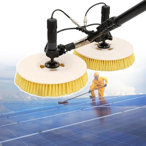 YLANMEI Automatic Photovoltaic Panel Cleaning Brush, Solar Cleaning Brush Telescopic for Outdoor Use with 65 Cm Double Head Cleaning Brush, 7.5 M Telescopic Rod, 8 M Cable, Plug