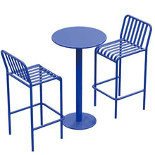Bar Stool Round Metal Bar Table Set with 2 Vertical Slat Back Stools, Outdoor Counter Height Table Height 105cm/41inch for Small Places, Dining Room, Living Room, Cafe