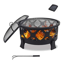 KOMFGT Portable Outdoor Fire Bowl,32 Inch Wood Burning Firepits,with Fire Place Poker Waterproof Cover Fire Pit