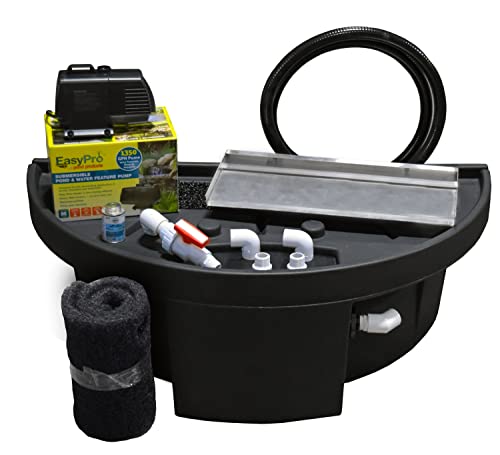 EasyPro Pond Products Vianti Falls Kit 23.5” Stainless Steel Spillway with Basin & EP1350 Pump No Light