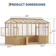 8X12 FT Heavy Duty Wooden Greenhouse for Outdoor - Walk-in Green House Kit with 6mm Polycarbonate, Ventilated Window & Lockable Door for Backyard, Patio, Lawn