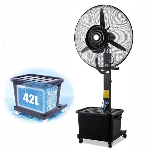 DMVWJR Misting Fan - Portable Floor Fan - Oscillating Tower Fan - 3 Cooling Speeds - Industrial Mister Fan - Cooling Fan For Camping Patio Warehouse Bedroom(25.59 in)