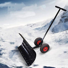 Snow Shovel Manual Rolling Snow Pusher | with 2 Wheels and Extension Steel Handle Used for Road Snow Removal Tools Snow Pusher
