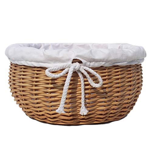 OREKPOT Rattan Storage Basket Woven Fruit Snack Storage Box Picnic Basket Wedding Decoration Outdoor Home Desktop Decoration，Without Cover