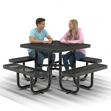 OUTTANS Commercial Metal Picnic Table (Black, 38 in, Square)