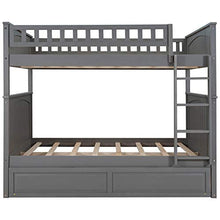 Harper & Bright Designs Full Over Full Bunk Bed with Trundle Grey