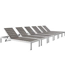 Ergode Shore Outdoor Patio Chaise Lounge Chair Set | Sleek Aluminum Frame | Gray Color Scheme | Easy Assembly & Mobility | 6 Chairs Included
