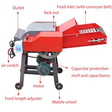 Banfluxion 220V 6-Blade Hay Cutter with Conveyor Belt Red