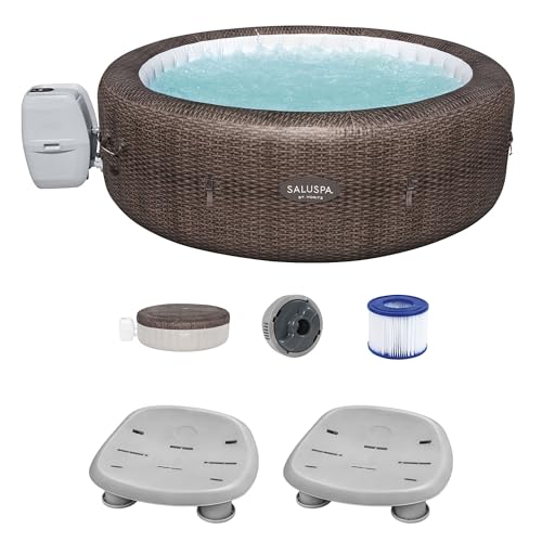 Bestway Coleman St Moritz AirJet Inflatable Hot Tub with EnergySense Cover & 2-Pack SaluSpa Non-Slip Spa Seat
