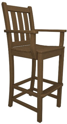 POLYWOOD® Traditional Garden Bar Arm Chair in Black