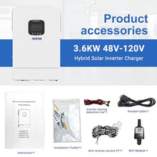 3600W Hybrid Solar Inverter 48V DC to 110V AC, Pure Sine Wave, Built-in 80A MPPT Controller, 98% Efficiency, Support Parallel 6 Units, Solar & Generator Input, for Home On/Off-Grid Systems