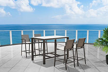 Whiteline Modern Outdoor Living BR1537-TAU, Taupe Vargas Bar Table, Aluminum Legs, Glass Top
