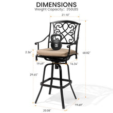 30" Swivel Outdoor Bar Stools Set of 2, Sunbrella Cushion Patio Bar Chairs