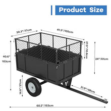Garvee GarveeTech Heavy Duty 750 LBS Utility Trailer – 17 Cu Ft ATV Dump Trailer with Removable Sides, Pneumatic Tires & Quick-Dump Pull-Behind Yard Cart for Tractors, UTV, Lawn Mowers