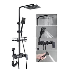 Outdoor Shower Fixture Digital Display Exposed Shower with Rainfall Shower Head High Pressure Hand Spray Wall Mount 4 Function