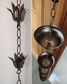YUSIWOAL Antique Iron Rain Chains for Outdoor Garden Decor, Easy to Install Roof Gutter Replacement(Style a,3.8M (12.5Ft))