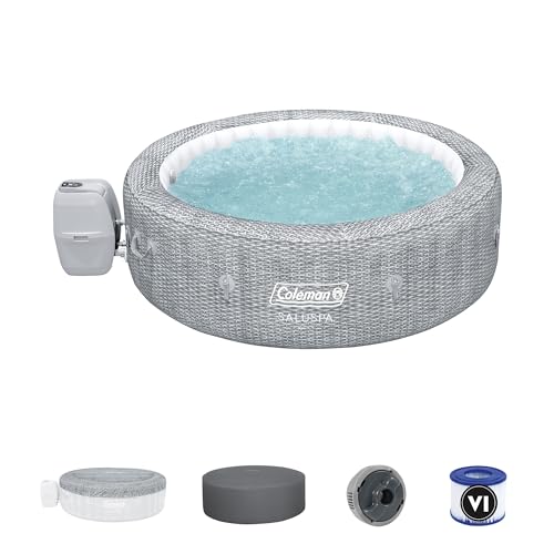 Coleman SaluSpa Sicily AirJet Inflatable Hot Tub Gray Wicker Print