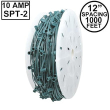 Novelty Lights 1,000 Feet C7 E12 Socketed Wire Spool, 12 Inch Spacing