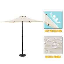 3WWWQMAA8 [1 Week Delivery] 2.7m/9ft Round Garden Parasol Umbrella, Parasol Base, Outdoor Sunshade, with Winding Crank, for Patio/Beach/Pool Umbrella 30+-Gray (Gray) (Beige)