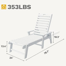 DWVO Patio Lounge Chair Set of 4 Oversized HDPE with 5-Position Backrest White
