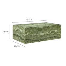 Modway Jordana 47 Inch Rectangle Concrete Coffee Table in Green Marble – Plinth Coffee Table with Faux Stone Finish – Concrete Furniture Center Table for Living Room or Patio