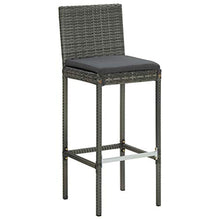 VGLQNRPT 7 Piece Patio Bar Set with Cushions, Outdoor Poly Rattan Counter Table and 6 Stools, Gray