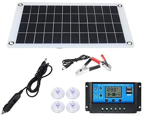 SAeWare Solar Panel Portable Flexible Solar Panel with Controller,50W Monocrystalline Bendable Solar Battery Charger Portable Solar Panel Module Kit for Home Camper Rv Boat and Car,30Acontroller