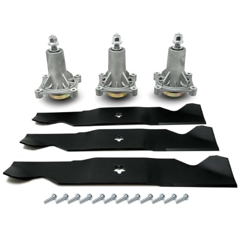 Universal Lawn Mower Spindle and Blade Kit - Replacement Part #RP187292-3BLADERUSS-5, Compatible with Walk-Behind & Zero-Turn Mowers