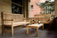GOLDENTEAK Teak Garden Bench Block Island 4 Ft Outdoor Patio Bench, Premium Grade-A Teak Wood Furniture for Porch, Deck, Lawn & Backyard Seating, Natural Oil Finish, Weather Resistant Bench