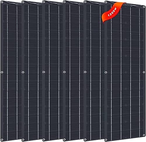 6 * 200 W Solar Panel Kit, Flexible Bendable 30° Solar Panels, Monocrystalline Solar Battery Charger with Controller, IP67 Waterproof for Camping, Boat, RV, Car