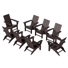 WestinTrends 8-Piece Modern Poly Folding Adirondack Chair Set Dark Brown