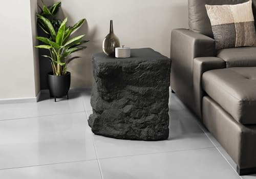 Seeheool Modern Outdoor Side Table with Magnesium Oxide for Patio Backyard Garden Pool Porch Lawn 22.25" x 22.25" x 24.75" Black