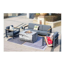 Direct Wicker Gray Aluminum 5-Person Patio Outdoor Seating Group with Cushions and Firepit
