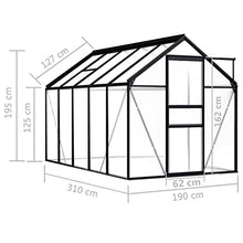 DINDING Greenhouse Anthracite Transparent Aluminum in Professional 63.4 Square Feet Polycarbonate Structure with Roof Vent for Professional Year Round Harvesting