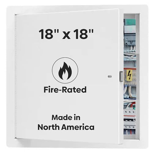 Best 18" x 18" Uninsulated Fire Rated Metal Access Panel – Uninsulated Wall Access Door with Flange, 1-1/2 Hour Rated, 16-Gauge Cold-Rolled Steel, Self-Latching, LEED Compliant, BA-FRN