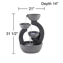 Three Cup 31 1/2" Large Gray LED Cascading Floor Outdoor Indoor Fountain