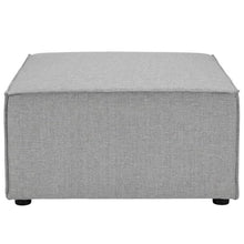 Outdoor Escape Gray Upholstered Sectional Sofa Ottoman for Outdoor Patio Lounge, Durable Fabric, Comfortable Seat, Stylish and Weather-Resistant Design