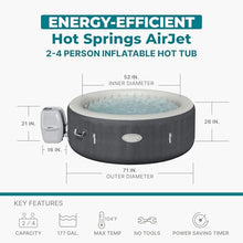 SaluSpa Hot Springs 2-4 Person Round Inflatable Hot Tub, Energy-Efficient