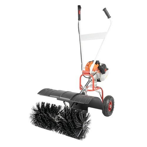 52CC Gas Handheld Sweeper,2-Stroke Gas Power Sweeping Broom Single Cylinder Driveway Turf Artificial Grass Snow Clean Sweeper Cleaner Tools Suitable for Walkway Cleaning Boulevards and Driveway