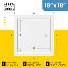 Best 18" x 18" Fire-Rated Insulated Metal Access Door, 2" Thick Insulation Access Panel for Drywall/Ceilings, 16-Gauge Mounting Frame, 20-Gauge Drywall Panel with 1" Flange, BA-FW-5050