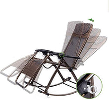 Recliner Garden Rocking Chair Folding Recliner Outdoor Adjustable Sun Lounger Rocker Zero Gravity Seat Lightweight Sturdy Steel Frame Easy Storage No need to install (Color