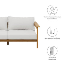Modway Wren Teak Wood Outdoor Sofa in Natural Sail