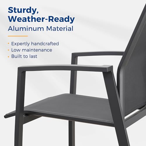 Wisteria Lane Aluminum Patio Chairs Set of 6 Dark Grey