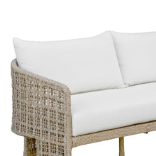 Driftbay 80 in. Natural Rope Outdoor Sofa with White Boucle Cushions