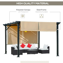 Outsunny 12' x 10' Outdoor Retractable Pergola Canopy with Sun Shade Beige