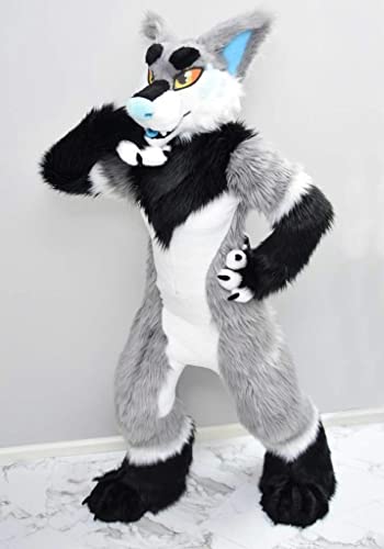 FurryMascot Grey Labrador Husky Cat Full Fursuit Teen Costume Anime Custom