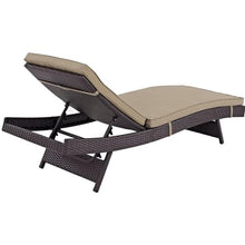 Modway Convene Wicker Rattan Outdoor Patio Chaise Lounge Chairs in Espresso Mocha - Set of 2